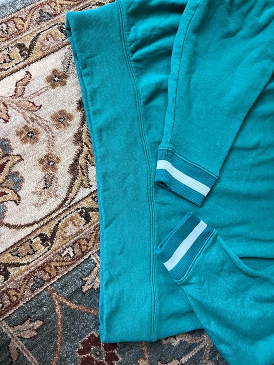Lou & Grey Teal Sweatshirt with White Collar Trim